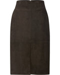 Highmoor Wide leather skirt with slit (Brown)