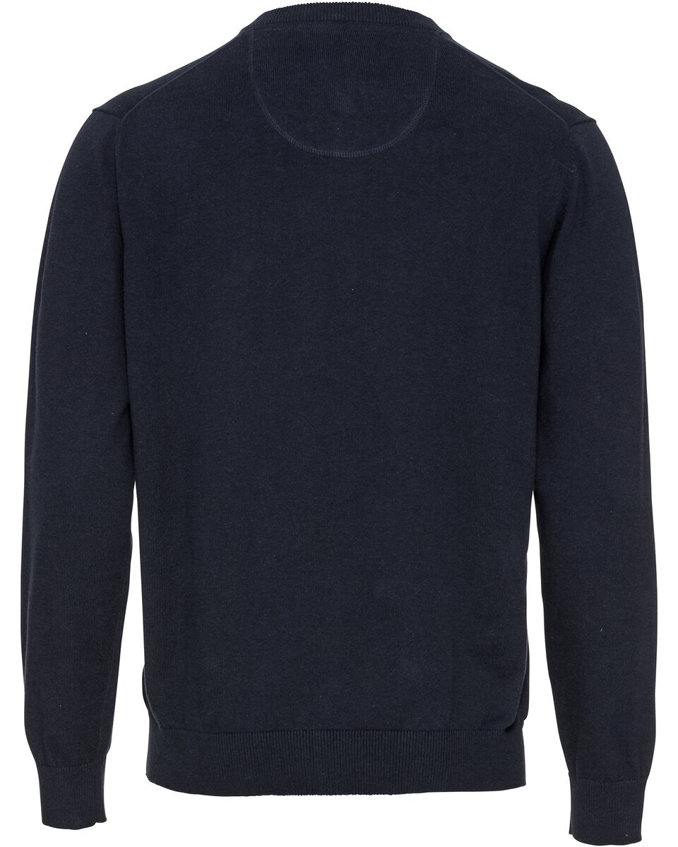 Highmoor Set: V-neck sweater & checked shirt (Marine)