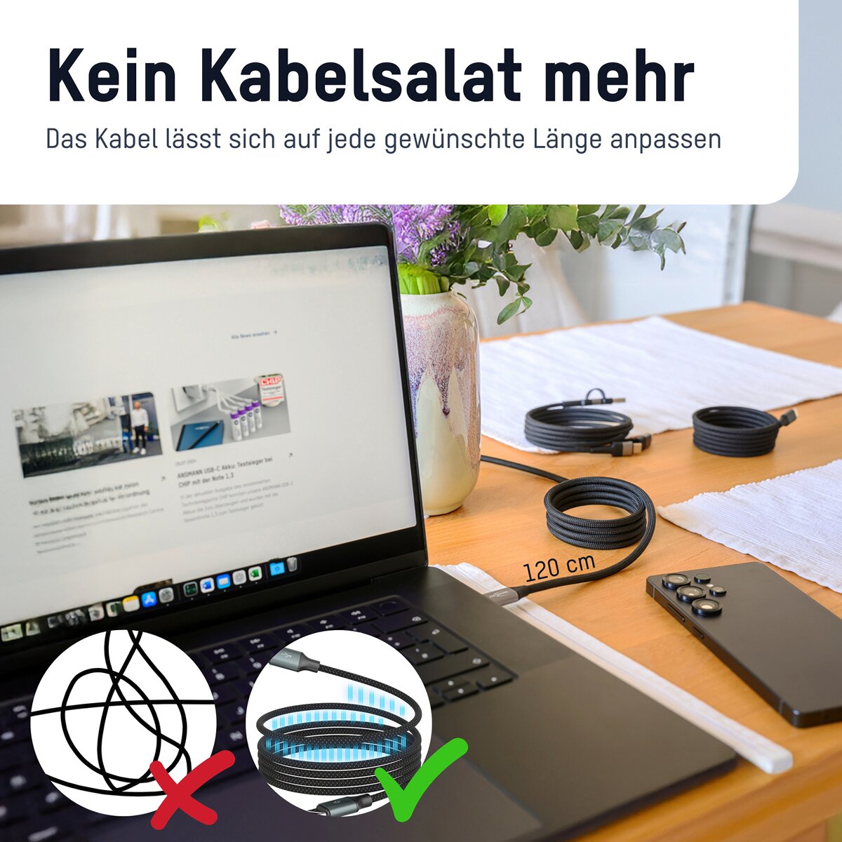 Ansmann Magnetic USB-A & USB-C charging cable