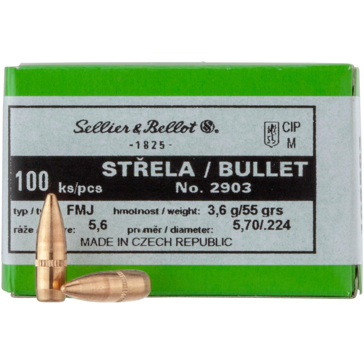 Sellier & Bellot Bullets .224 3.6g/55grs. Vlm BT (Kaliber .224 (5.69 mm)) — Pack of 100 pcs