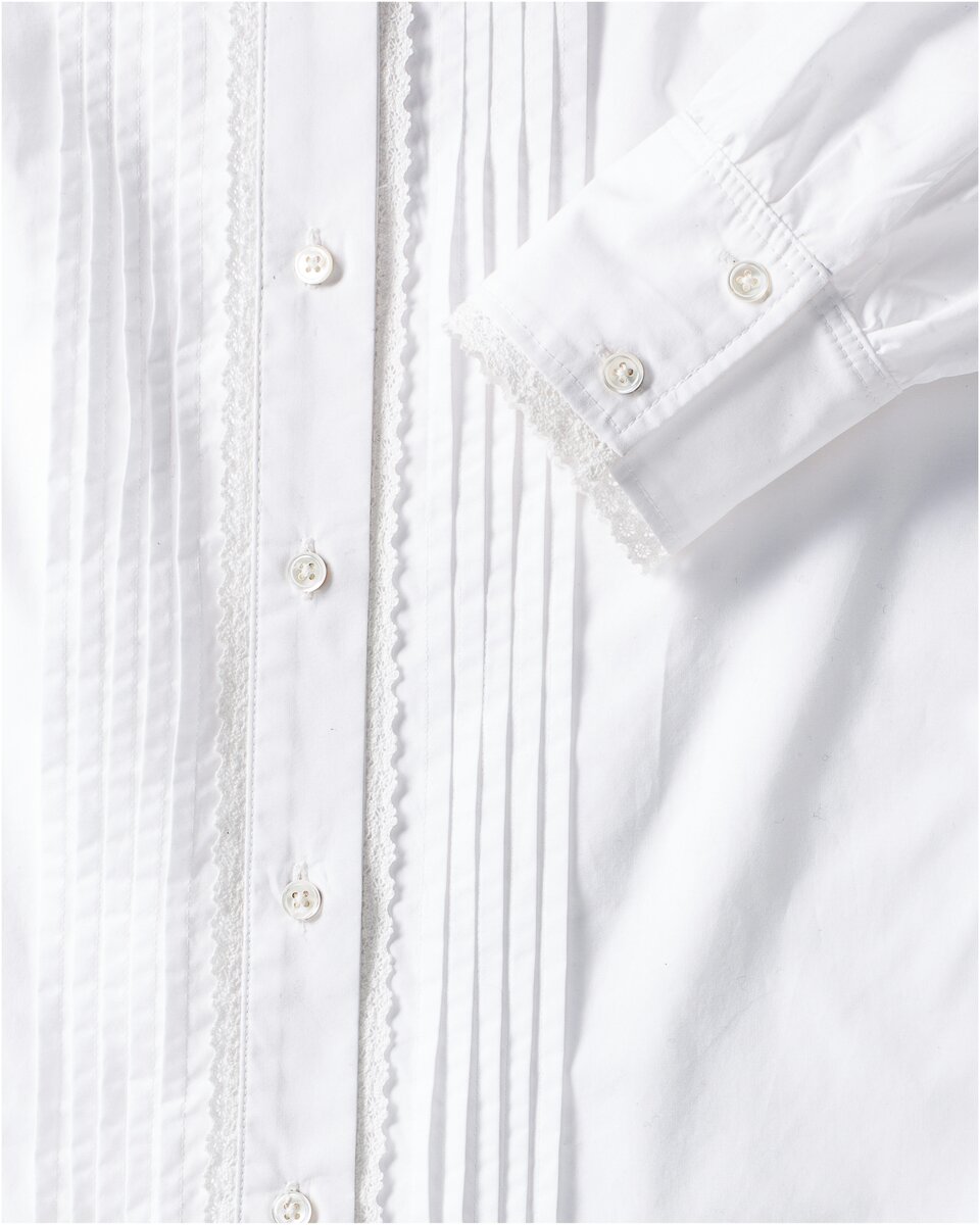 Reitmayer Stand-up collar blouse with lace (White)