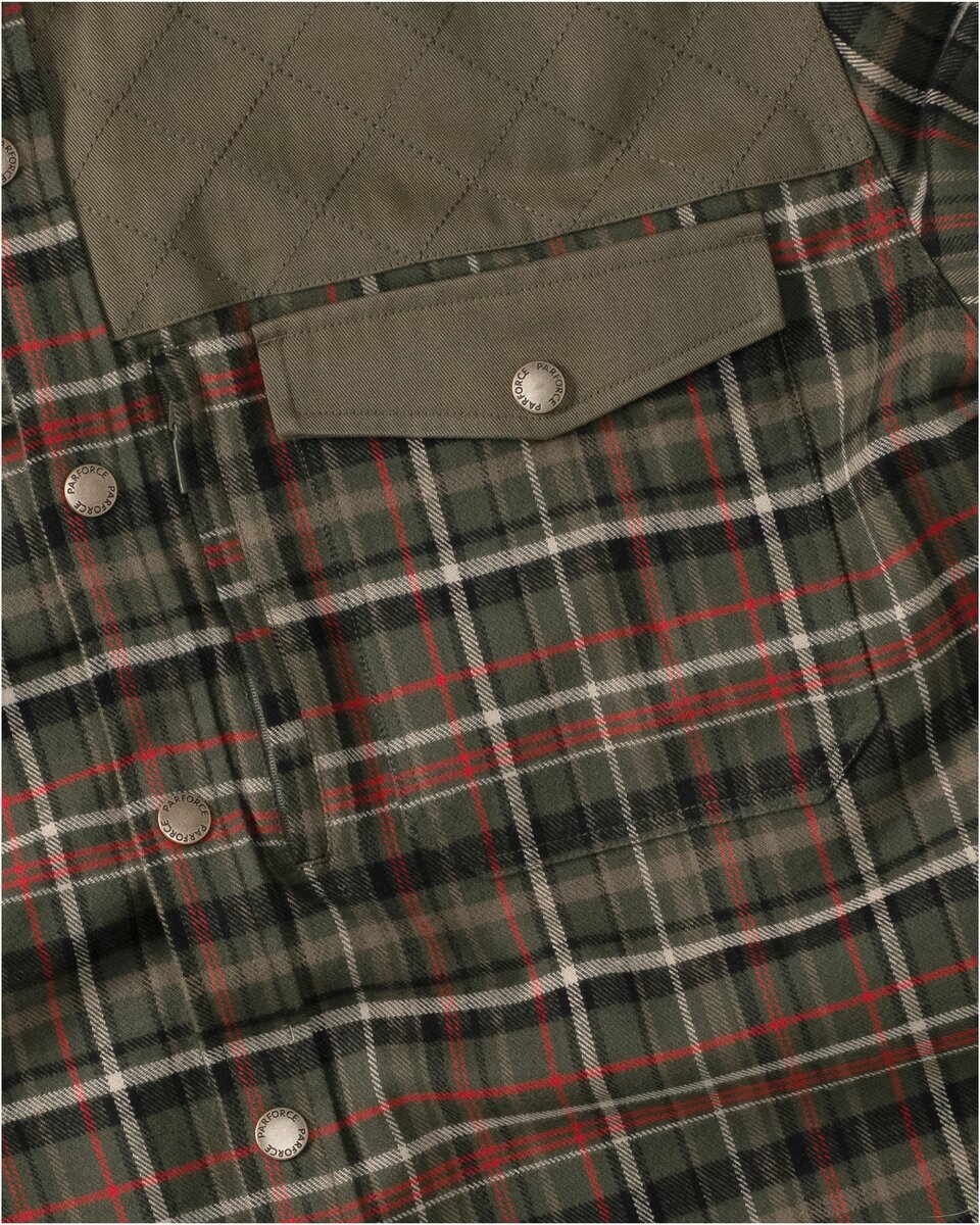 Parforce Spessart hunting shirt with snap fasteners (Olive/red checkered)