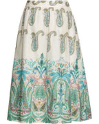 Brigitte von Schönfels Paisley skirt (White/Turquoise)