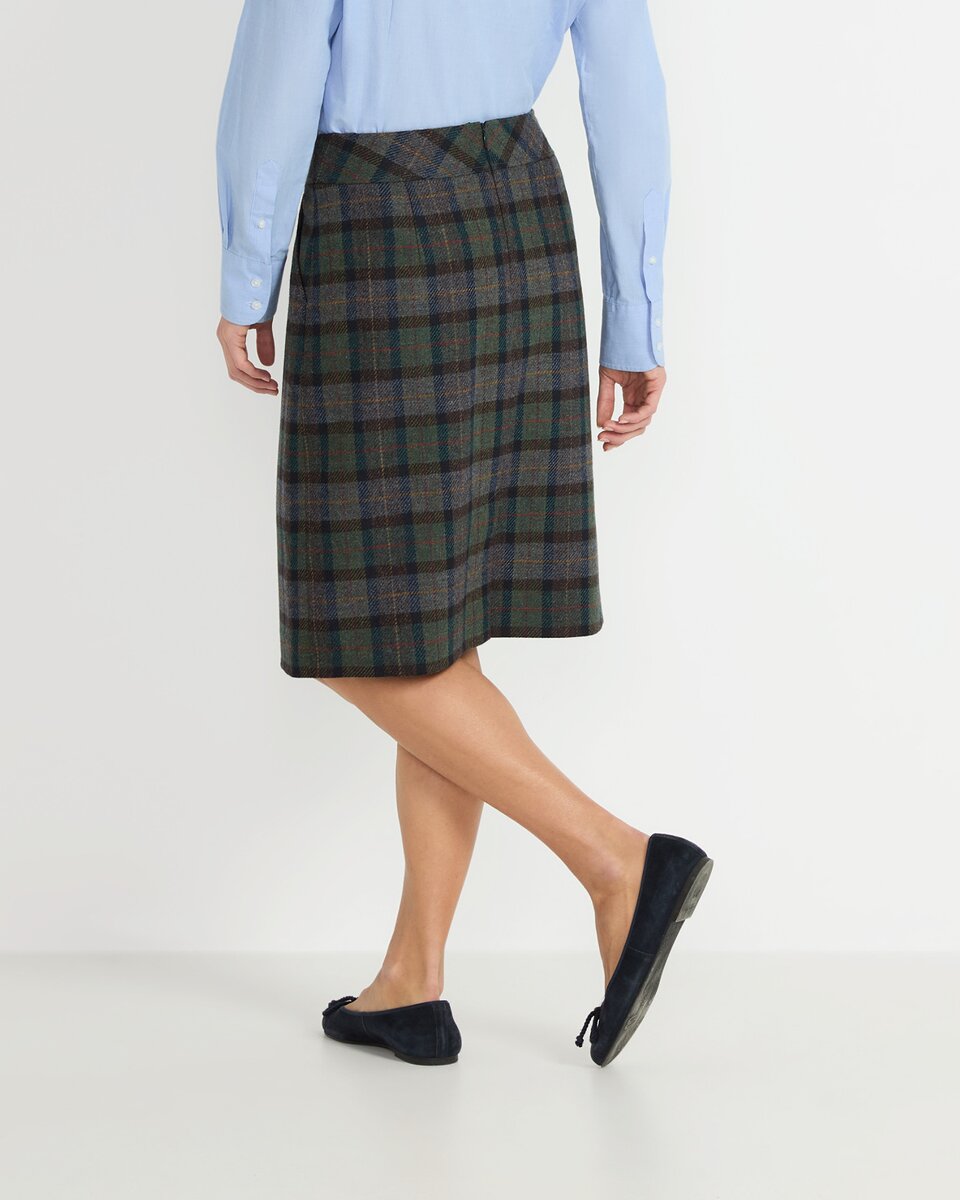Highmoor Short wool skirt (Navy/Green)