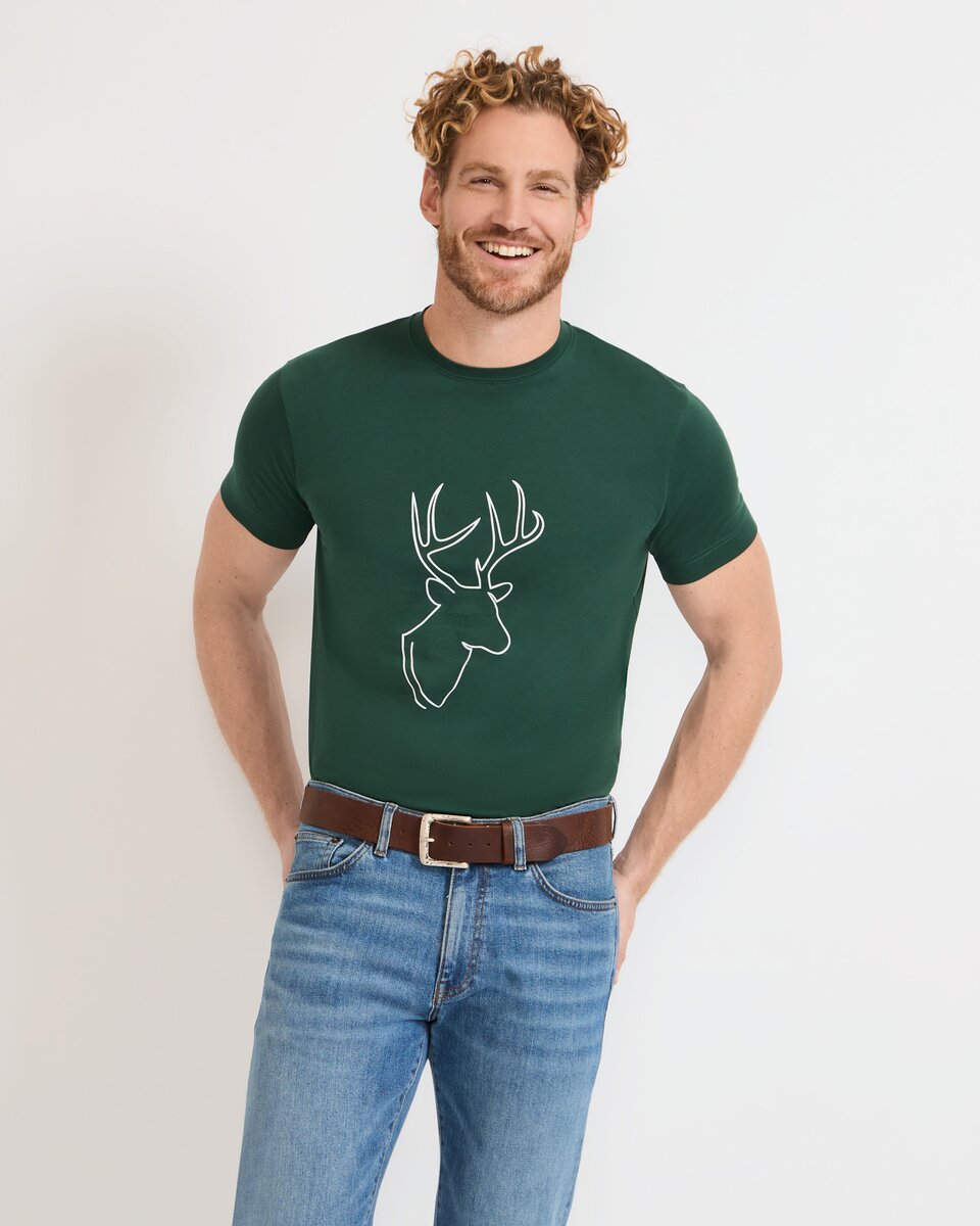 Reitmayer T-shirt with deer print (Fir green)