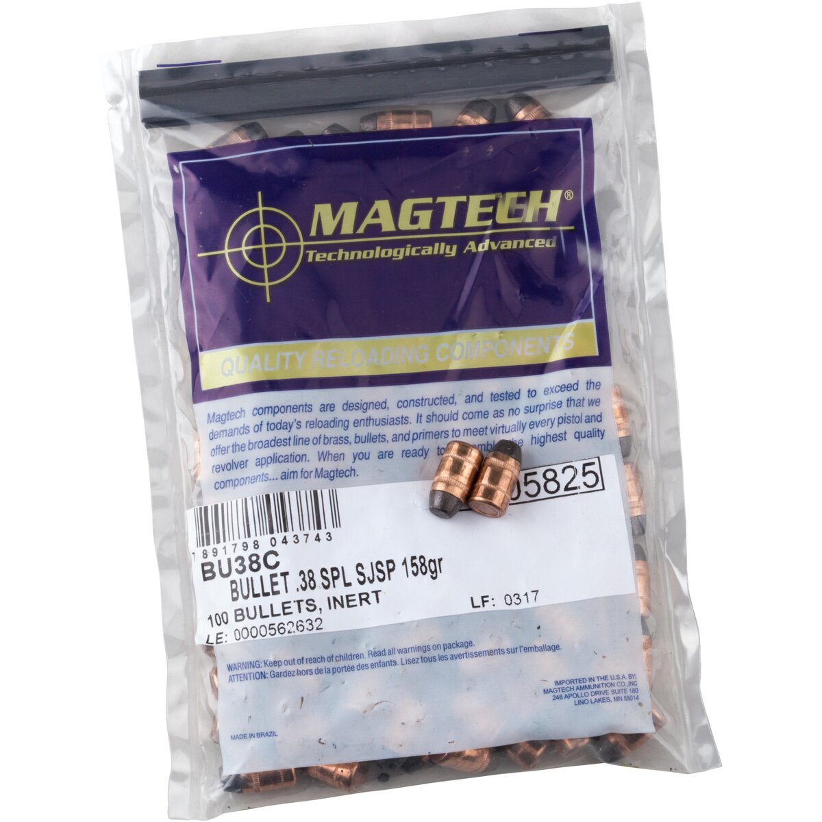 Magtech Bullets .357 10.2g/158grs. Tlm FK (Caliber .357 (.38)) — Pack of 100 pcs