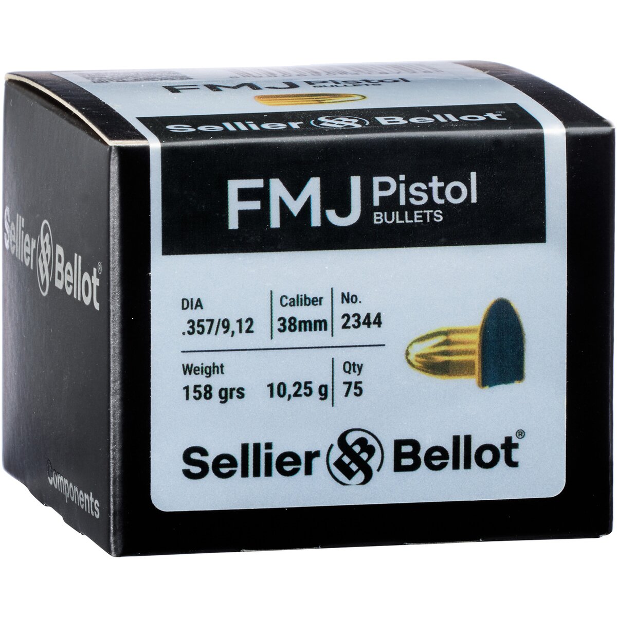 Sellier & Bellot .357 Vlm round nose bullets 10.2g/158grs. (Kaliber .357 (.38)) — Pack of 75 pcs