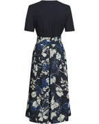 Highmoor Dress with floral skirt (Dark blue)