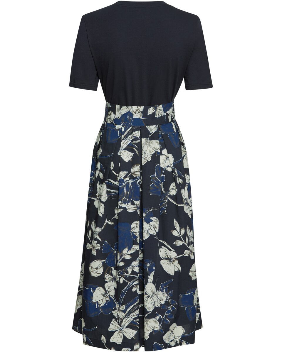 Highmoor Dress with floral skirt (Dark blue)