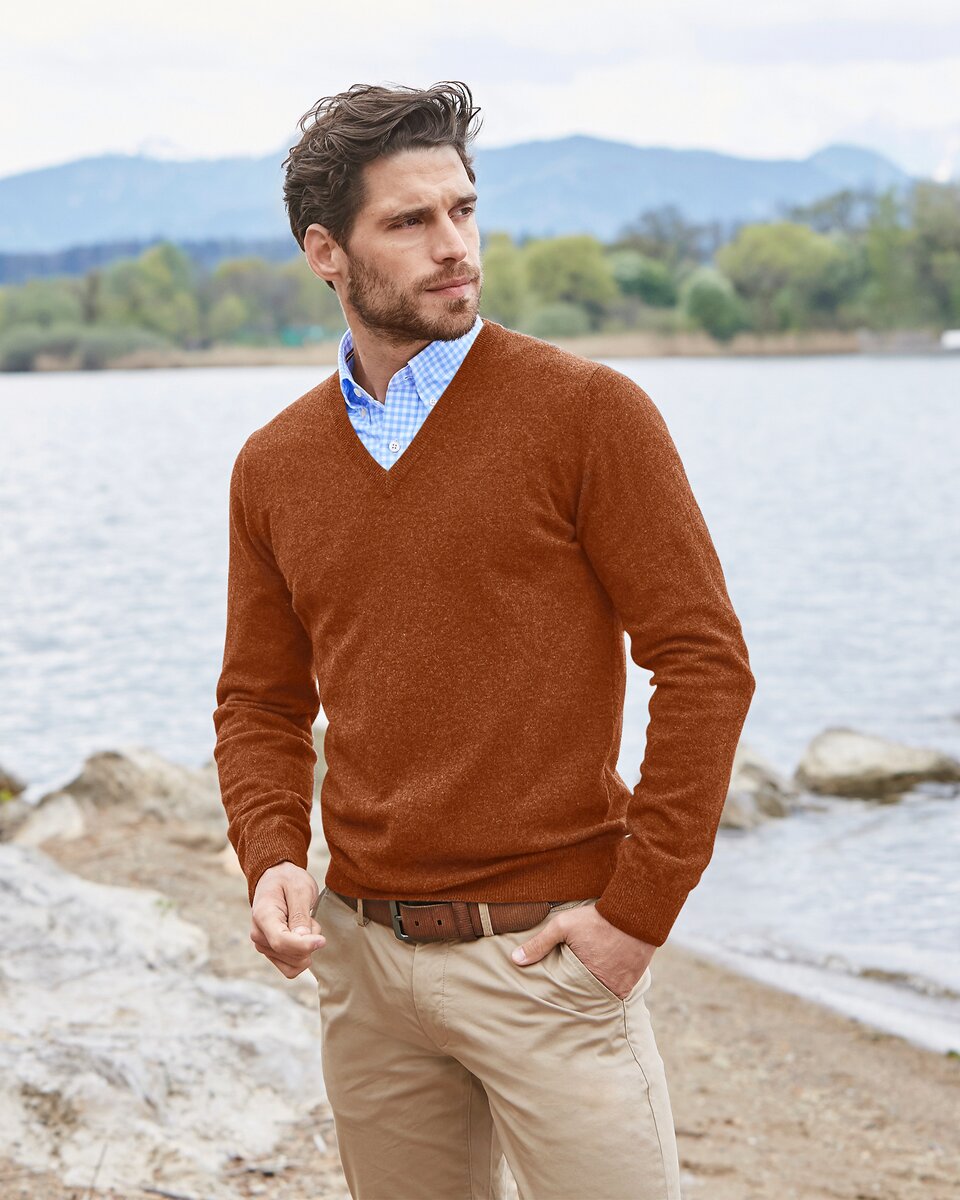 Highmoor V sweater (Reddish brown)