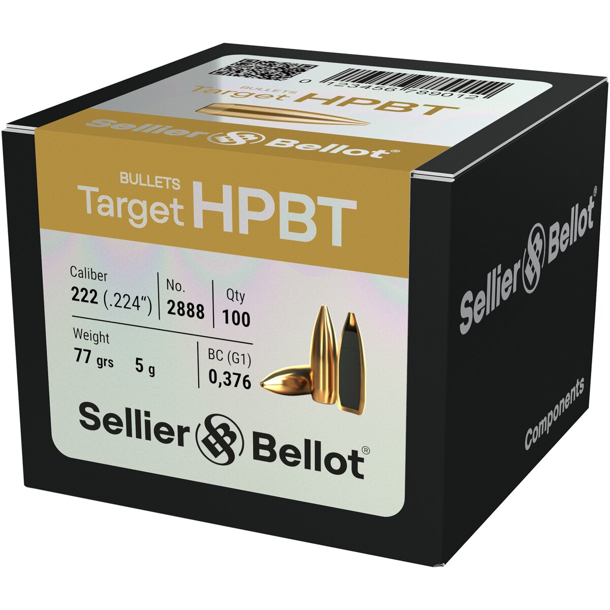 Sellier & Bellot Bullets .224 Target HPBT 5.0g/77grs. (Kaliber .224) — Pack of 100 pcs