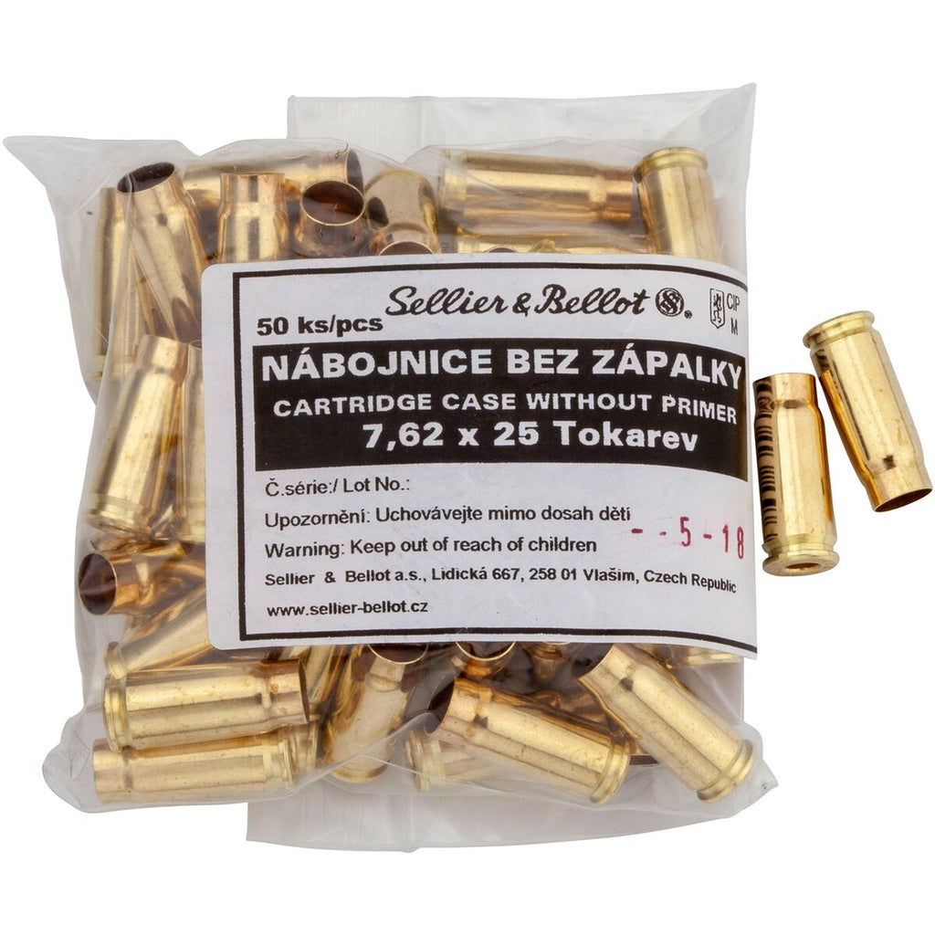 Sellier & Bellot Sleeves 7.62 Tokarev (Caliber 7.62 Tok) — Pack of 50 pcs
