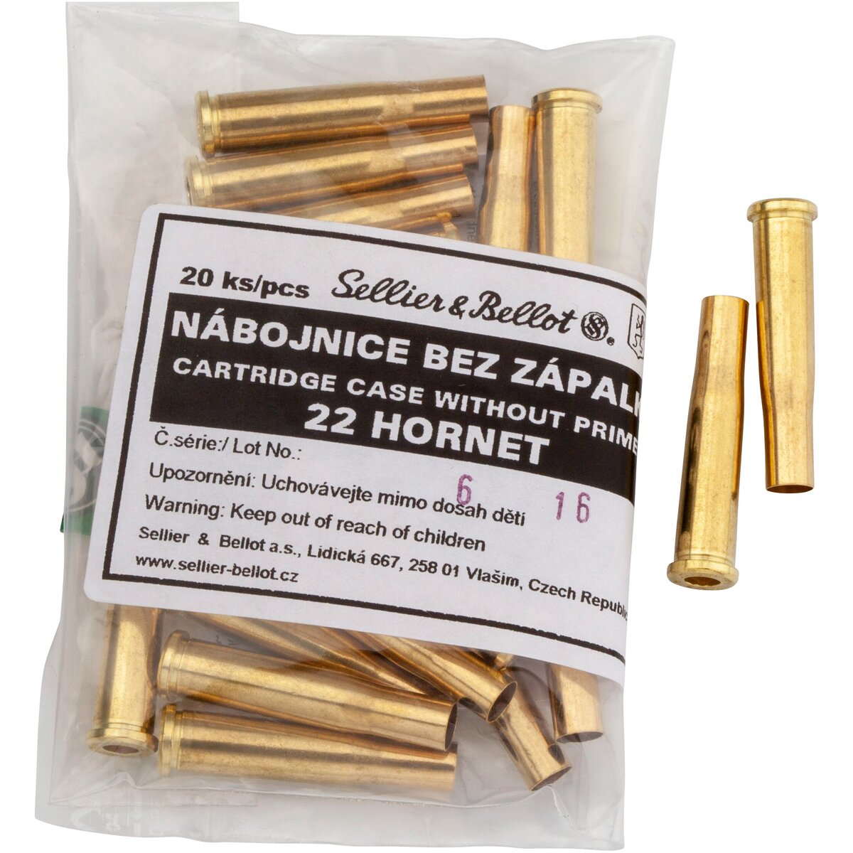 Sellier & Bellot Cases .22 Hornet (Caliber .22 Hornet) — Pack of 20 pcs