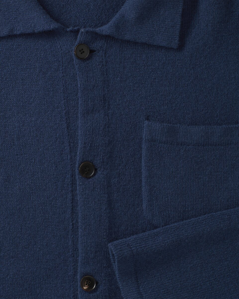 Reitmayer Cardigan with shirt collar (Blue)