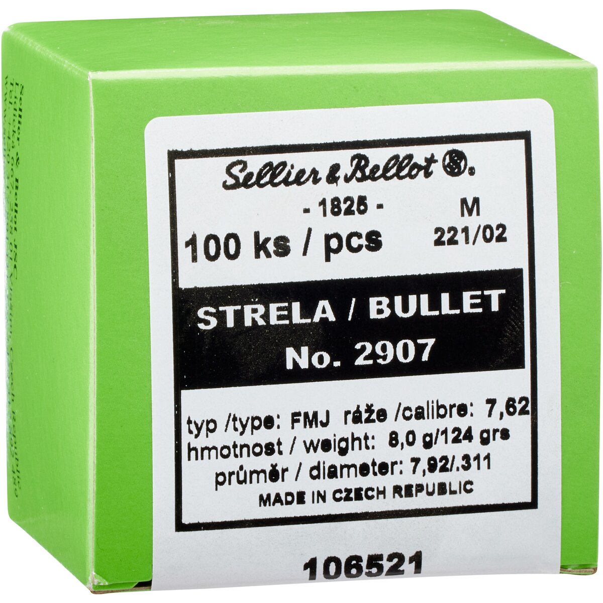 Sellier & Bellot Bullets .311 8.0g/123grs. Vlm (Caliber .311 (7.62x39)) — Pack of 100 pcs