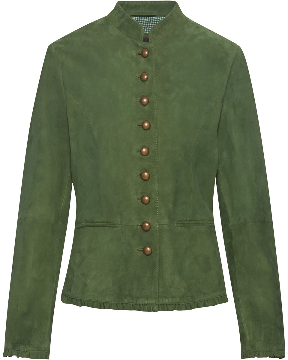 Reitmayer Leather jacket with ruffles (Green)