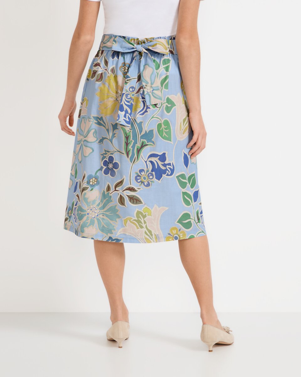 Highmoor Skirt with tie belt (Blue/Flowers)