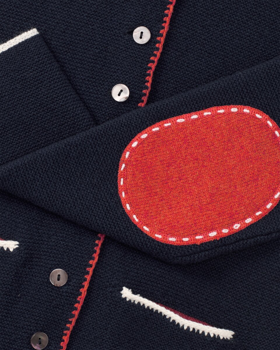 Reitmayer Cardigan with back pleat (Navy/Orange)