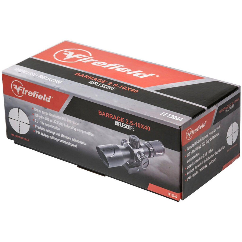 Firefield Barrage 2.5-10x40 rifle scope (Absehen Mil-Dot)