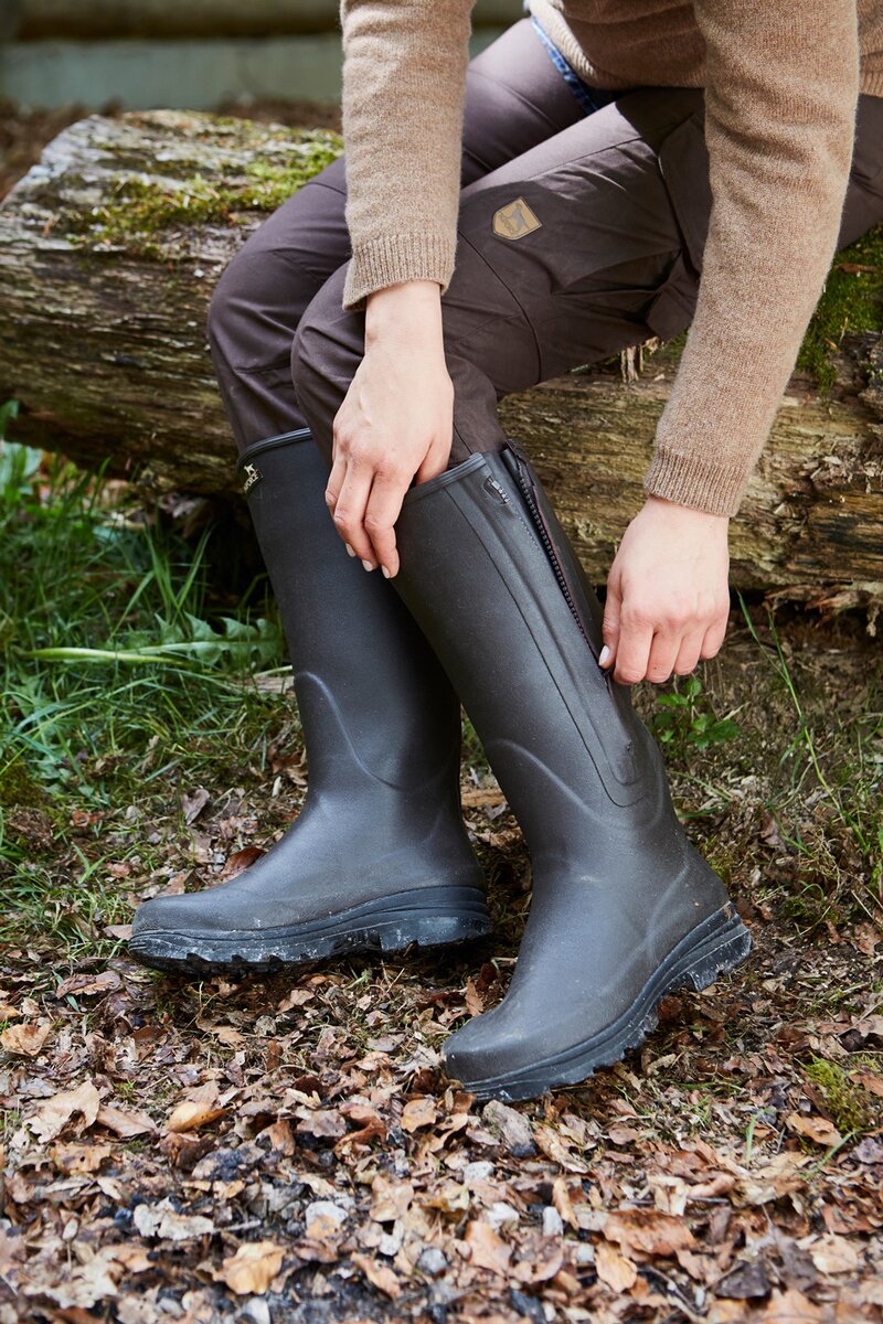 Parforce Rubber boots with zip and neoprene lining (Brown)