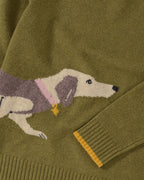 Brigitte von Schönfels Pullover with a dachshund motif (Olive)