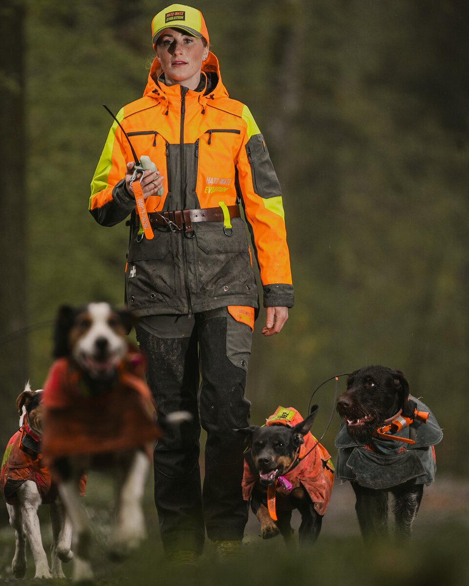 Parforce Women's sow protection trousers Hatz-Watz Waterproof (Olive/signal orange)
