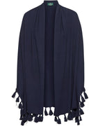 Luise Steiner Poncho with pom-poms (Marine)