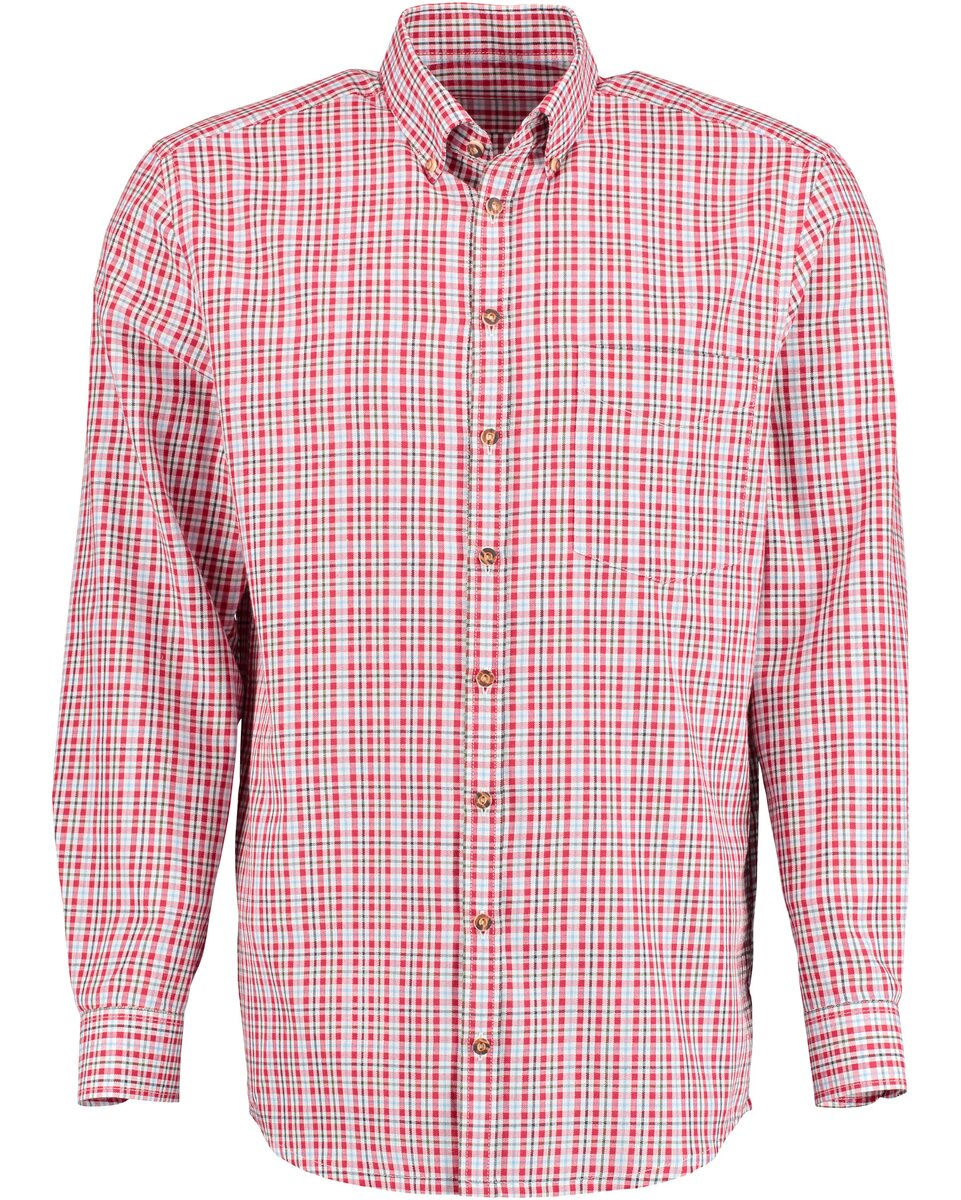 Luis Steindl Long-sleeved checked shirt (Red/Olive)