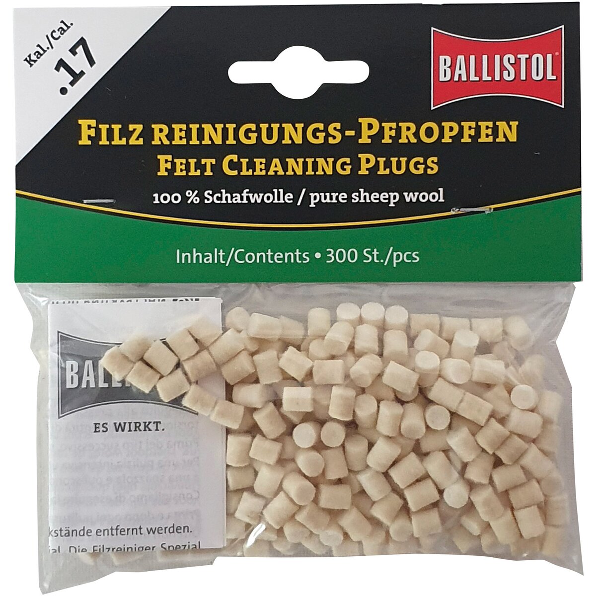 BALLISTOL Stobru tīrīšanas komplekts klasiskais, pneimatiskajiem ieročiem (kal. .17 - 300 gab.)