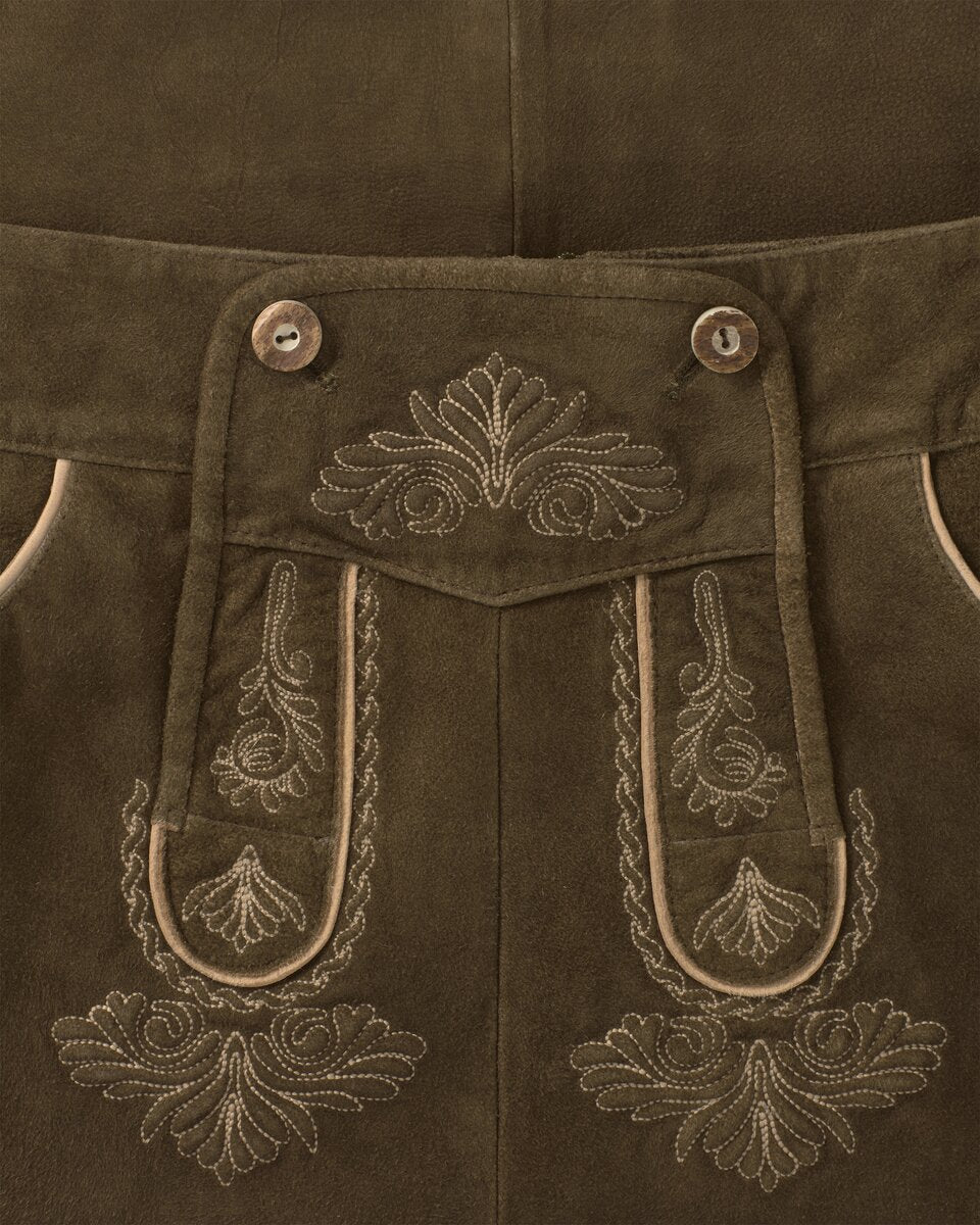 Luis Steindl Flared leather traditional skirt (Brown)