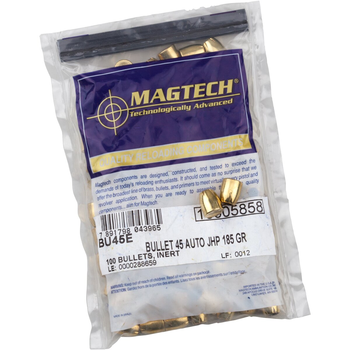 Magtech Bullets .452 12.0g/185grs. Tlm HP (Caliber .452 (.45)) — Pack of 100 pcs