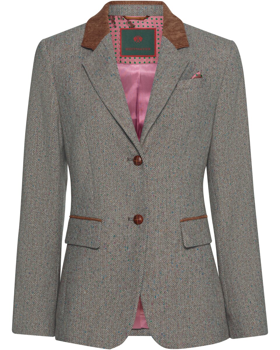 Reitmayer Herringbone blazer with corduroy collar (Brown beige)