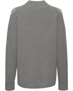 Luis Steindl Stand-up collar sweater with edelweiss embroidery (Gray melange)