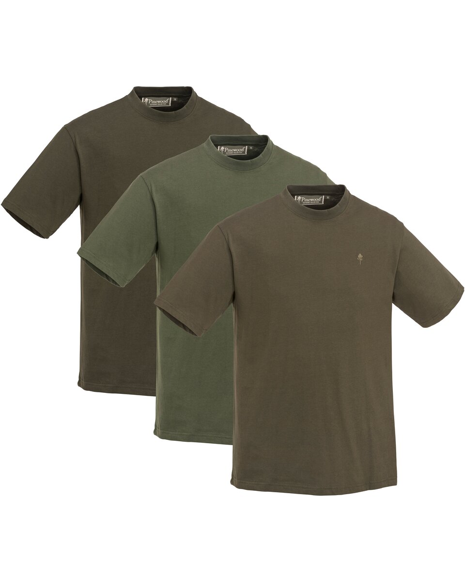 Pinewood T-shirts, 3-pack (Olive/brown/khaki)