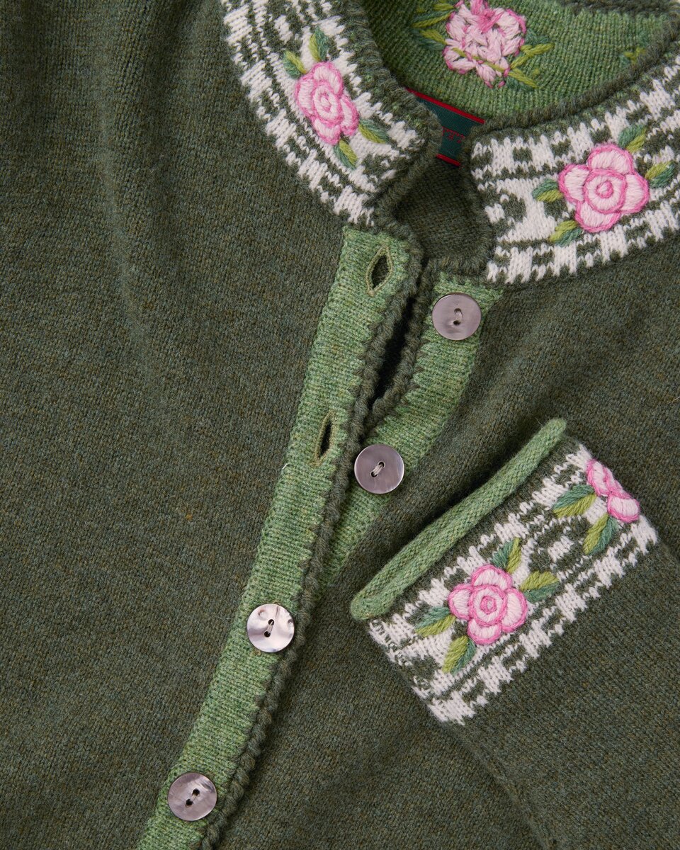 Reitmayer Cardigan with jacquard pattern (Green)