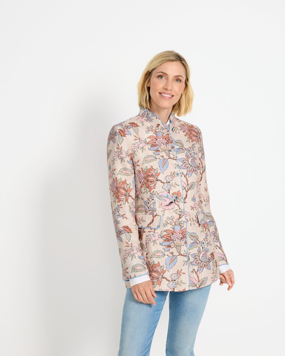 Highmoor Linen jacket with floral print (Beige/colorful)