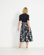 Highmoor Dress with floral skirt (Dark blue)