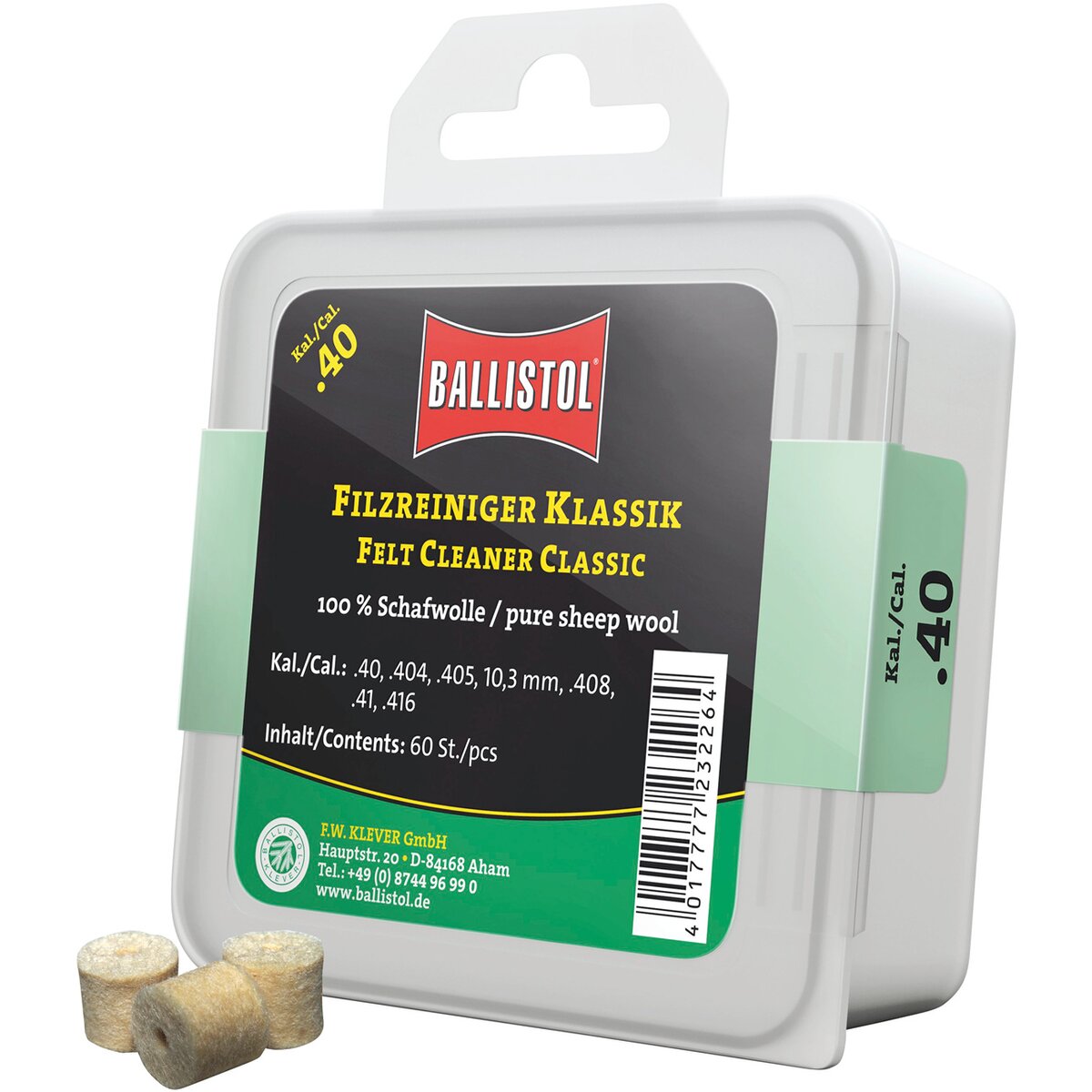 BALLISTOL Felt cleaner classic (Cal. .40, 60 pieces)