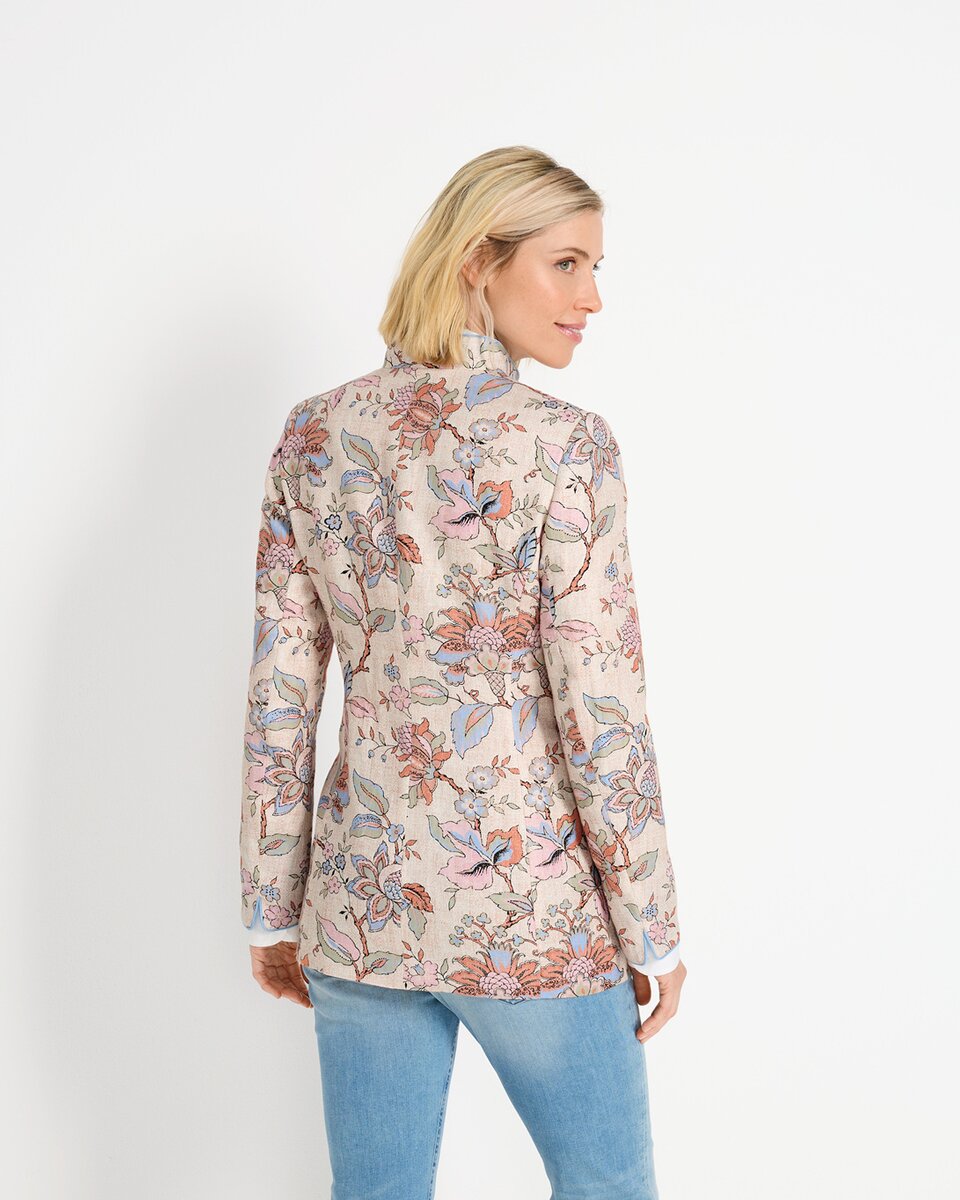 Highmoor Linen jacket with floral print (Beige/colorful)