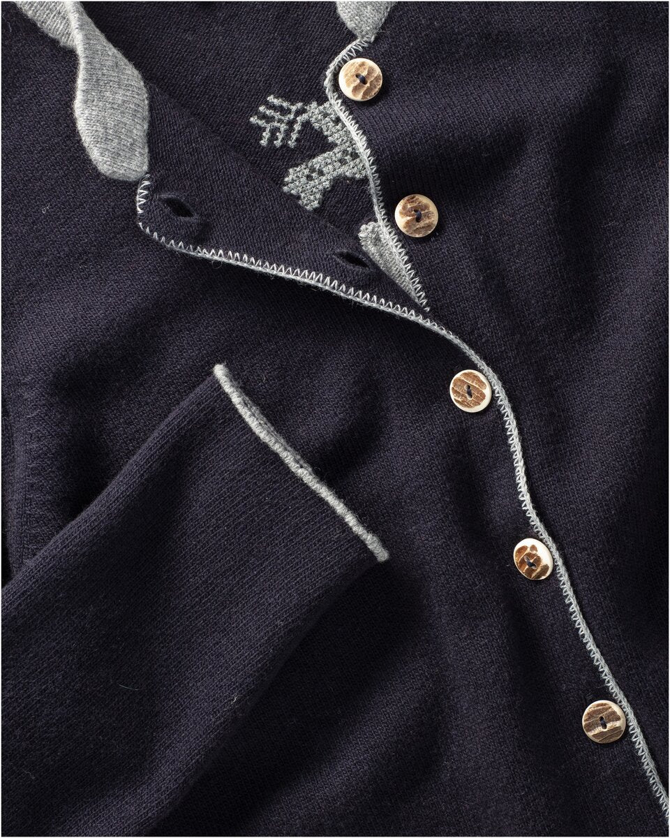 Luis Steindl Cardigan with box pleats (Navy/Gray)