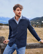 Reitmayer Cardigan with shirt collar (Blue)