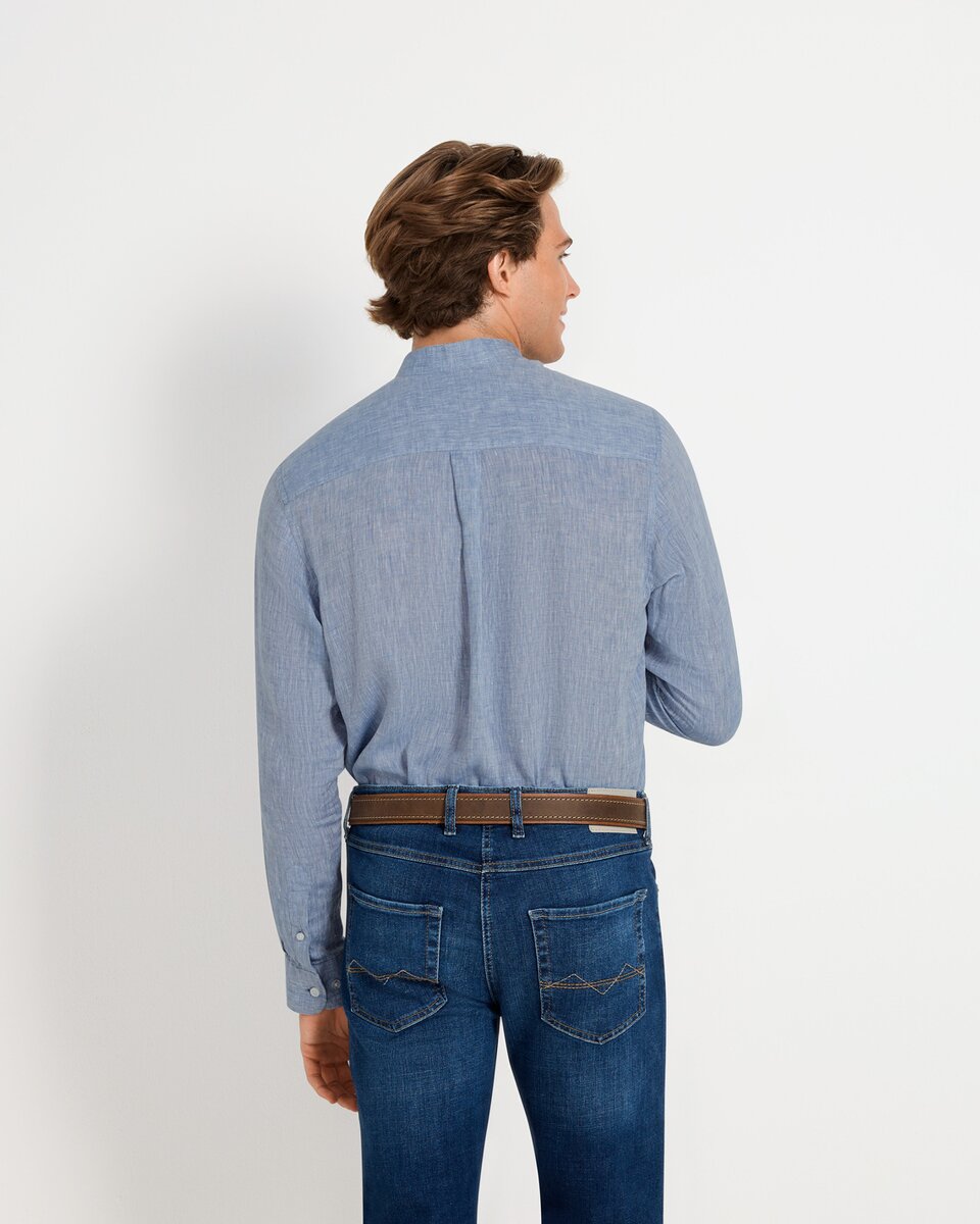 Reitmayer Linen shirt with stand-up collar (Blue)