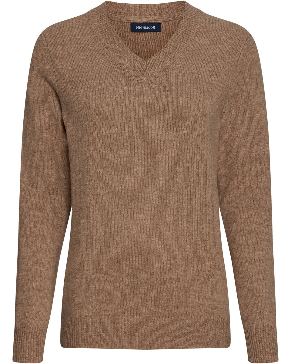 Highmoor V-neck sweater made of lambswool (Beige)