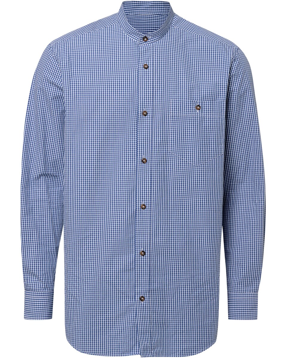 Reitmayer Stand-up collar shirt mini Vichy check (Blue)