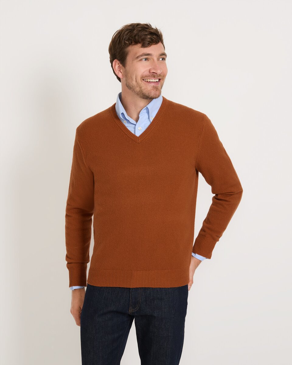 Highmoor V sweater (Reddish brown)