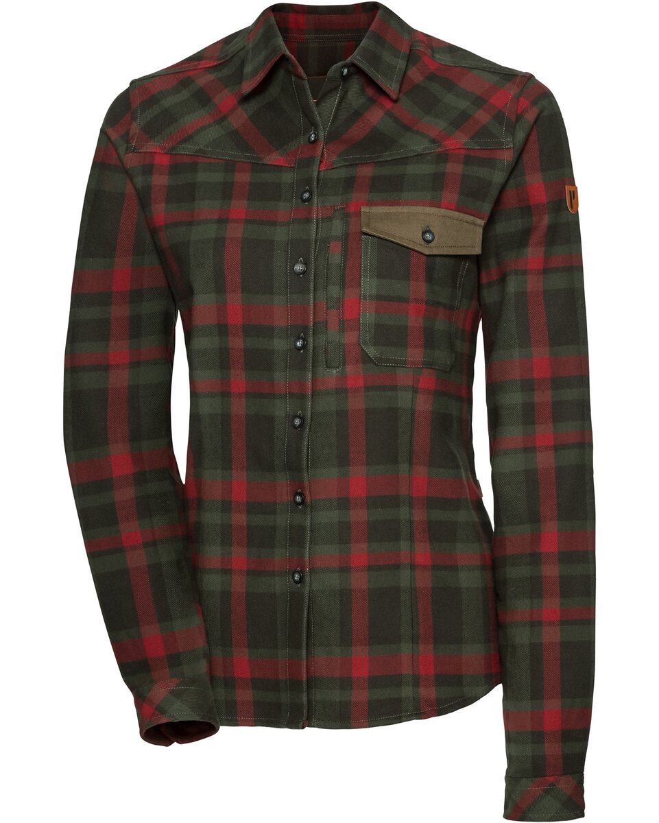 Parforce Women's hunting blouse Scandi (Olive/red checkered)
