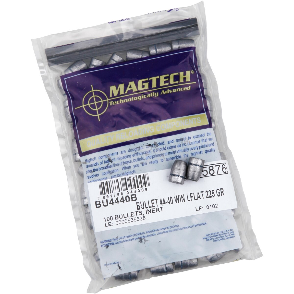 Magtech Bullets .428 14.6g/225grs. Lead FK (Caliber .428 (.44/40)) — Pack of 100 pcs