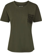Parforce Women's T-Shirt Breast Pocket Forest Animals (Olive/Black)