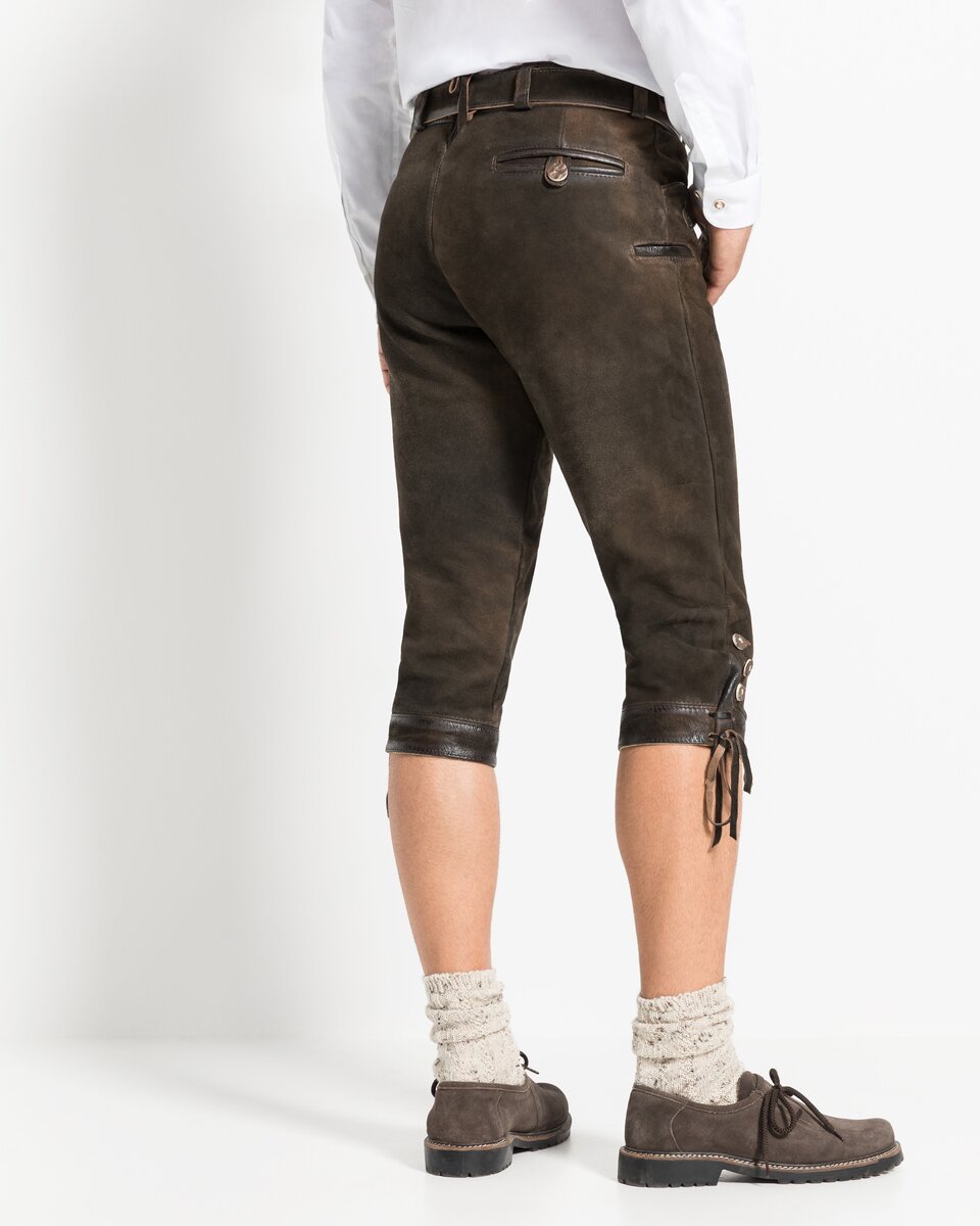 Luis Steindl Knee-length leather trousers (Brown)