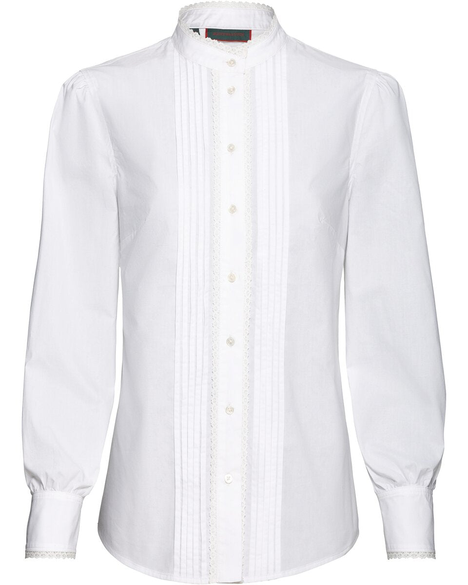 Reitmayer Stand-up collar blouse with lace (White)